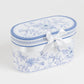 White Blue French Toile Bridal Shower Gift Set, 2 Pack Porcelain Tea Cups With Matching Keepsake Gift Box and Satin Ribbon Handle