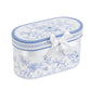 White Blue French Toile Bridal Shower Gift Set, 2 Pack Porcelain Tea Cups With Matching Keepsake Gift Box and Satin Ribbon Handle