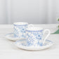 White Blue French Toile Bridal Shower Gift Set, Set of 2 Porcelain Espresso Cups and Saucers with Matching Keepsake Box