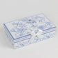 White Blue French Toile Bridal Shower Gift Set, Set of 2 Porcelain Espresso Cups and Saucers with Matching Keepsake Box