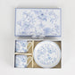 White Blue French Toile Bridal Shower Gift Set, Set of 2 Porcelain Espresso Cups and Saucers with Matching Keepsake Box