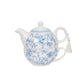 White Blue French Toile Bridal Shower Gift Set, Porcelain Teapot and Cup Set with Matching Keepsake Gift Box