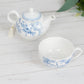 White Blue French Toile Bridal Shower Gift Set, Porcelain Teapot and Cup Set with Matching Keepsake Gift Box