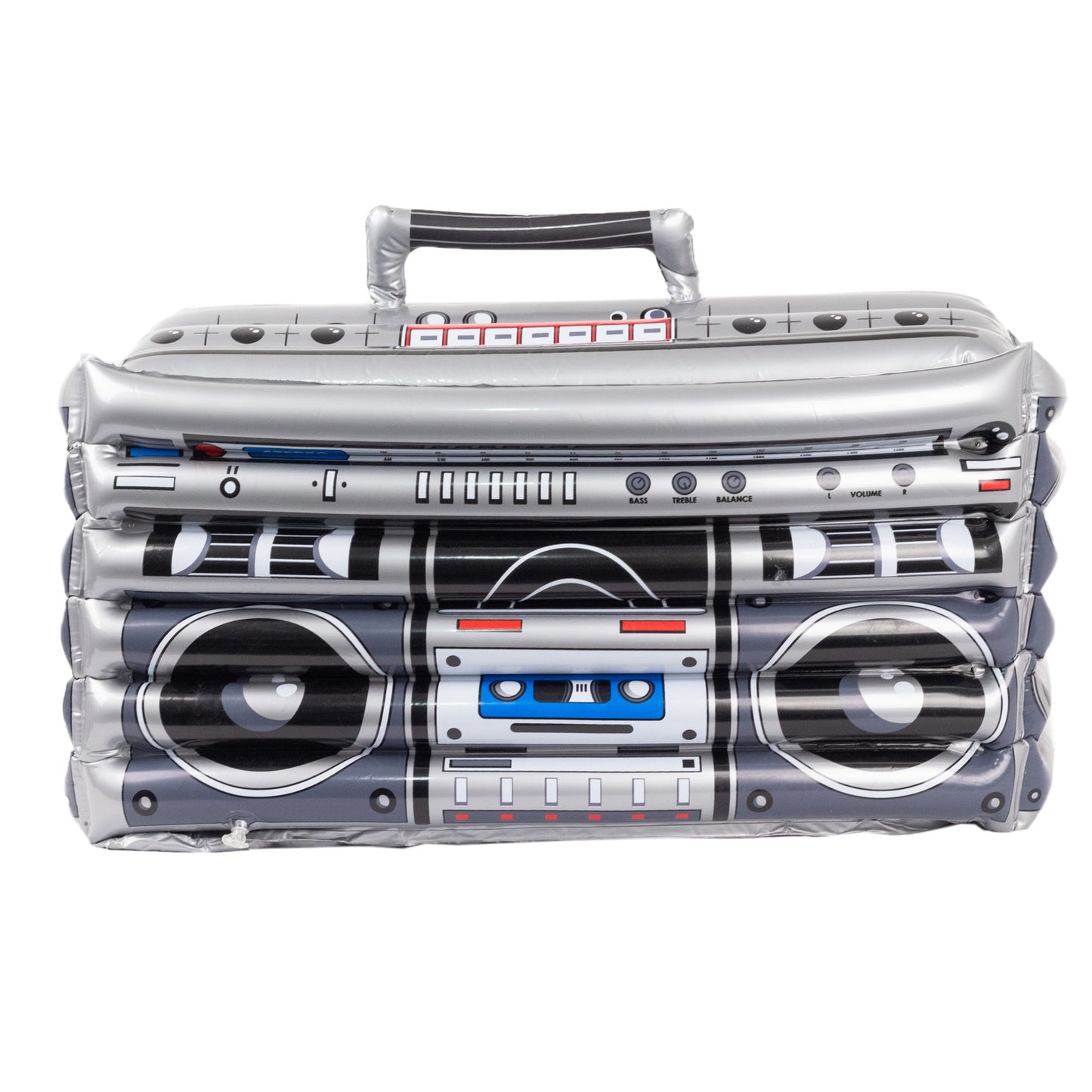 Silver Inflatable Boom Box Ice Beverage Cooler, 80's Themed Ice Box Container - 24"x12"