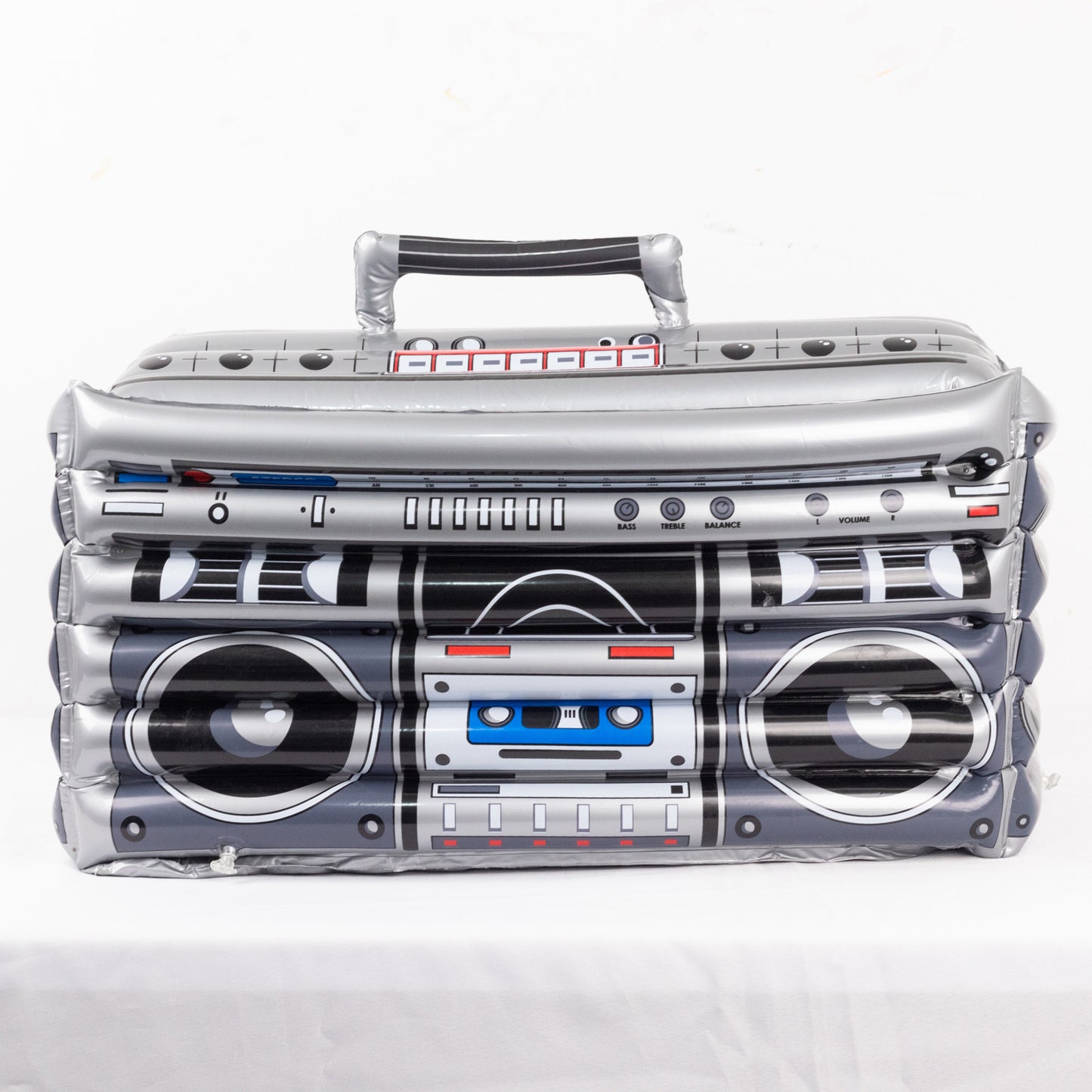 Silver Inflatable Boom Box Ice Beverage Cooler, 80's Themed Ice Box Container - 24"x12"