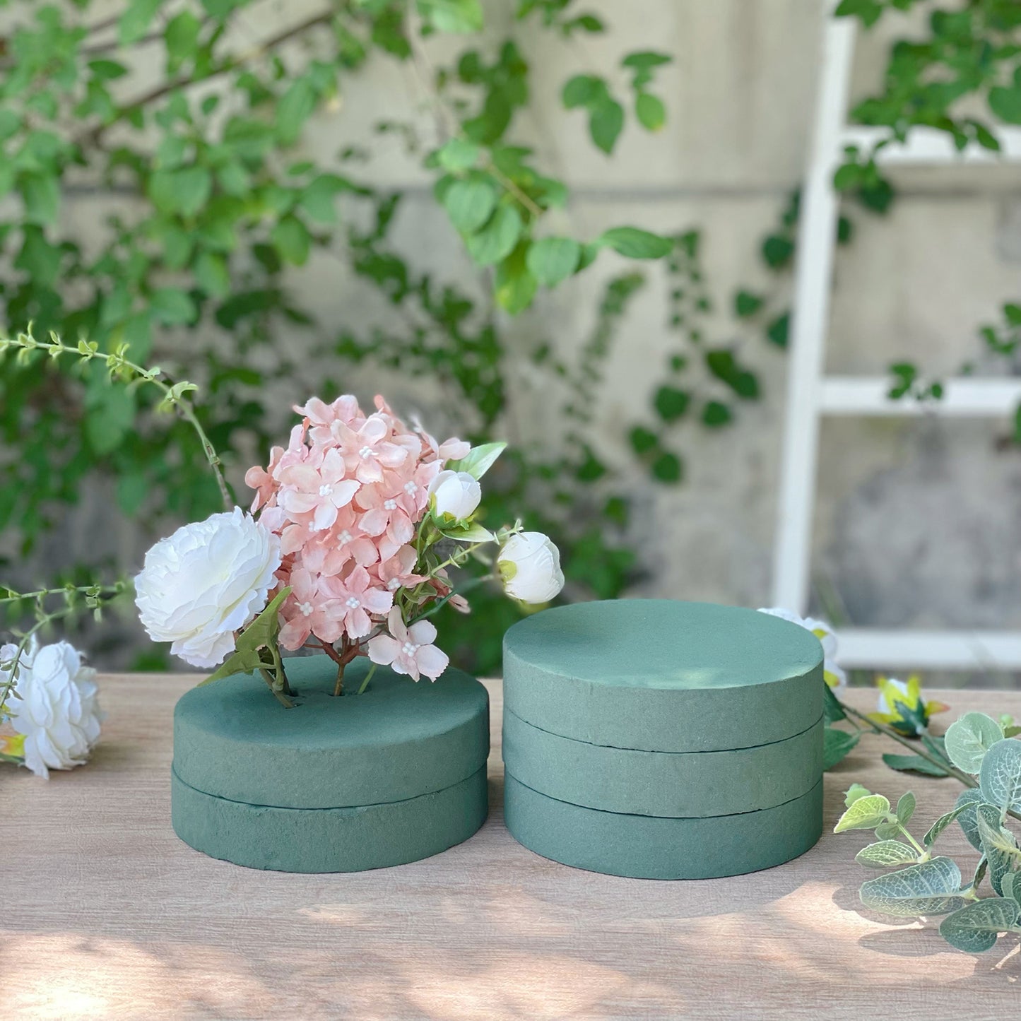 6 Pack Green Large Floral Foam Blocks for Artificial Flowers, 6" Round Wet Styrofoam Bricks Artificial Flower Arrangement Craft Supplies