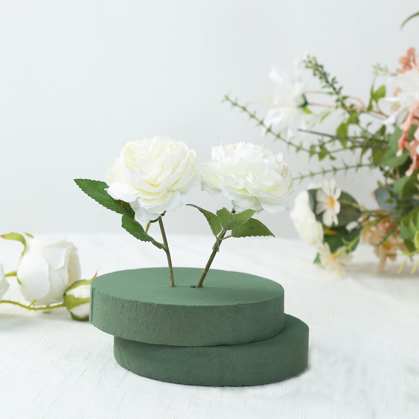 6 Pack Green Large Floral Foam Blocks for Artificial Flowers, 6" Round Wet Styrofoam Bricks Artificial Flower Arrangement Craft Supplies