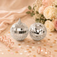 4 Pack | 4" Silver Foam Disco Mirror Ball With Hanging Strings, Holiday Christmas Ornaments