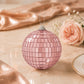 4 Pack 6" Rose Gold Foam Disco Mirror Ball With Hanging Strings, Holiday Christmas Ornaments