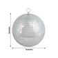 10" silver foam disco mirror ball with hanging swivel ring for holiday decor.
