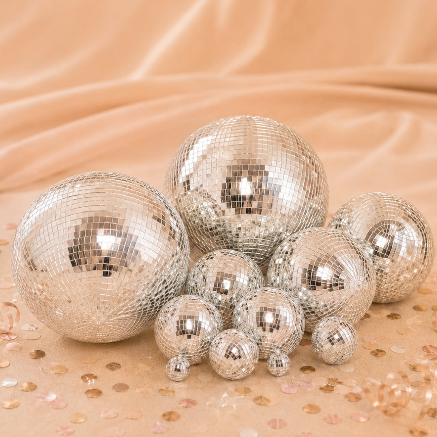2 Pack | 10" Silver Foam Disco Mirror Ball With Hanging Swivel Ring, Holiday Party Decor