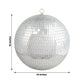 16" large silver disco mirror ball with hanging swivel ring for party decor.