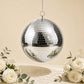 16" Large Silver Foam Disco Mirror Ball With Hanging Swivel Ring, Holiday Party Decor