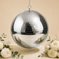 20" Large Silver Foam Disco Mirror Ball With Hanging Swivel Ring, Holiday Party Decor