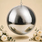 24" Large Silver Foam Disco Mirror Ball With Hanging Swivel Ring, Holiday Party Decor