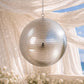 24" Large Silver Foam Disco Mirror Ball With Hanging Swivel Ring, Holiday Party Decor