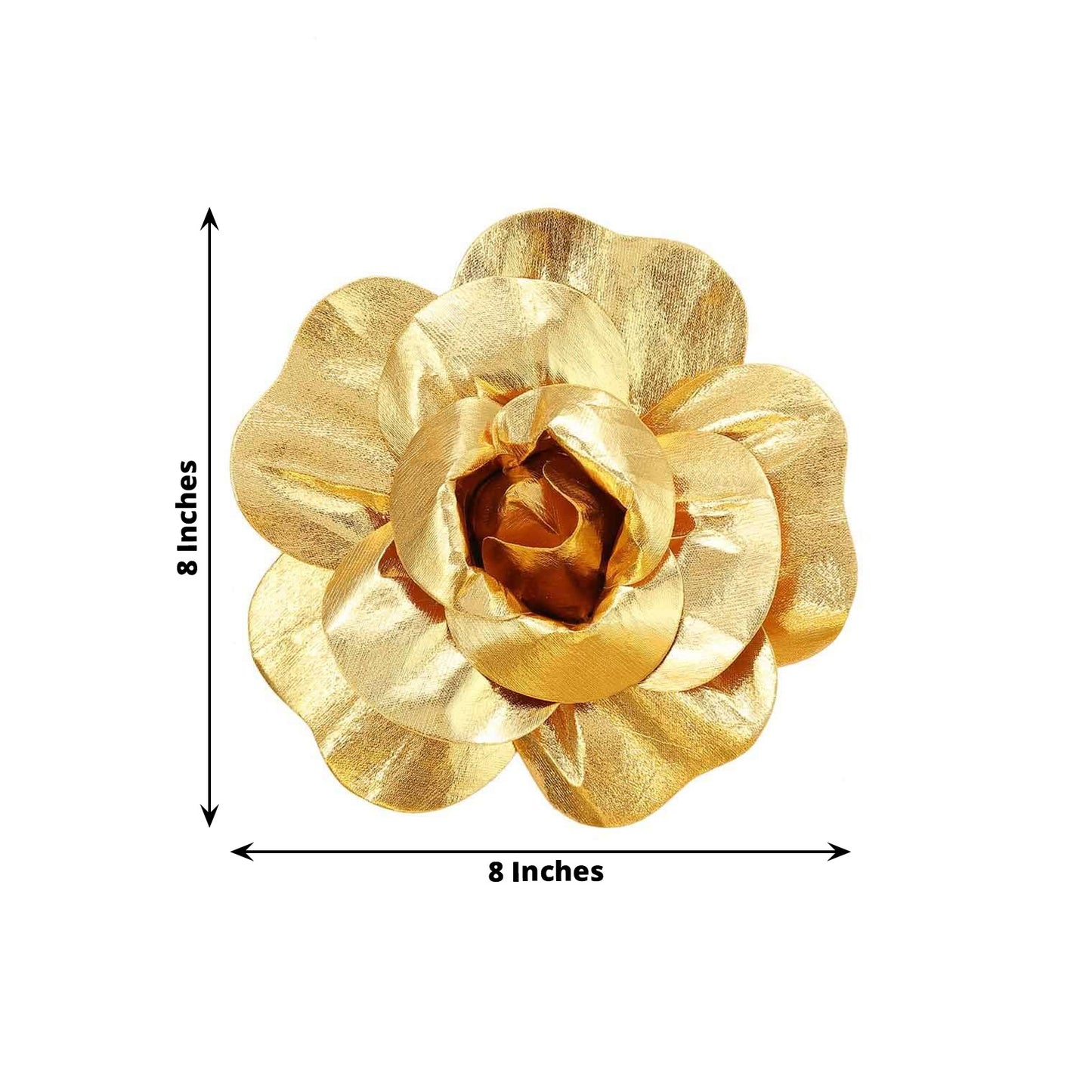 6 Pack | 8" Metallic Gold Real Touch Artificial Foam DIY Craft Roses