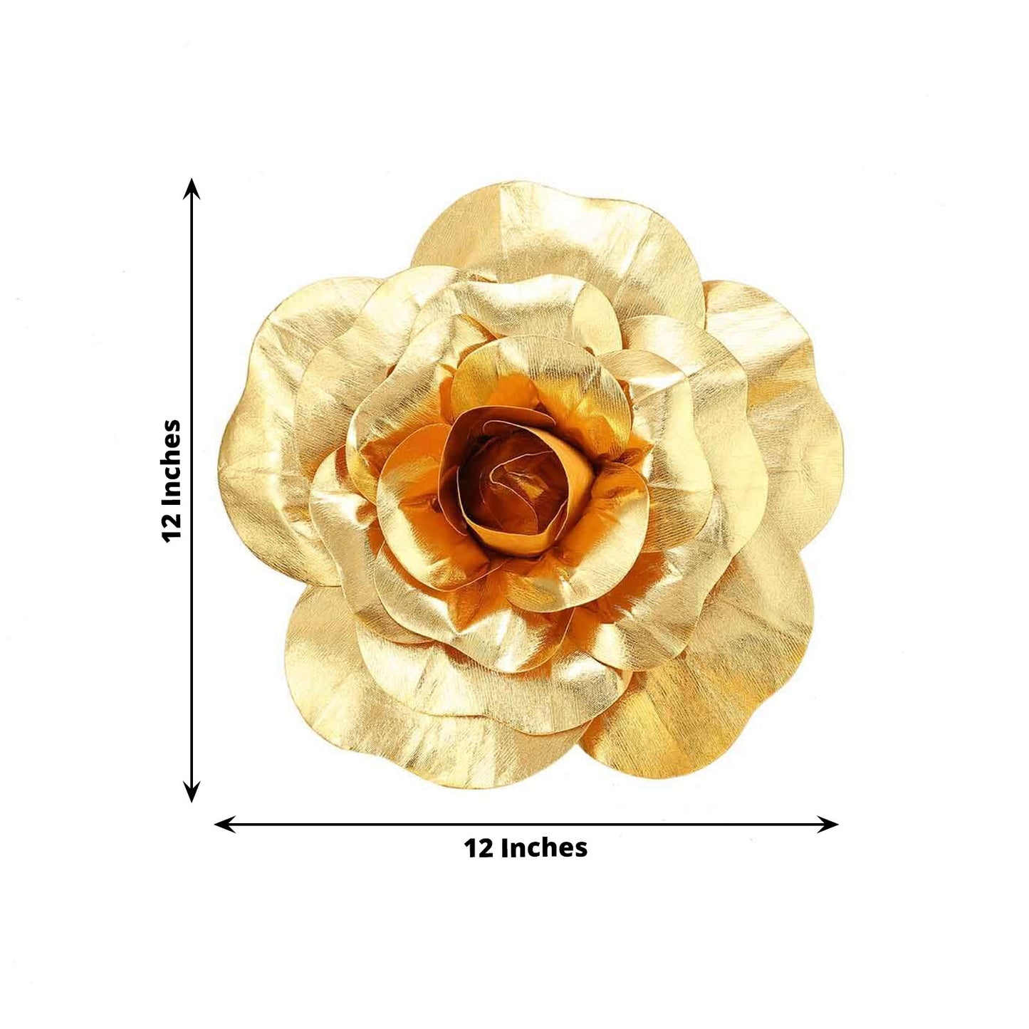 4 Pack | 12" Large Metallic Gold Real Touch Artificial Foam DIY Craft Roses