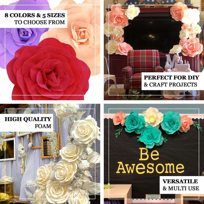 White foam DIY craft roses for versatile decor and projects.