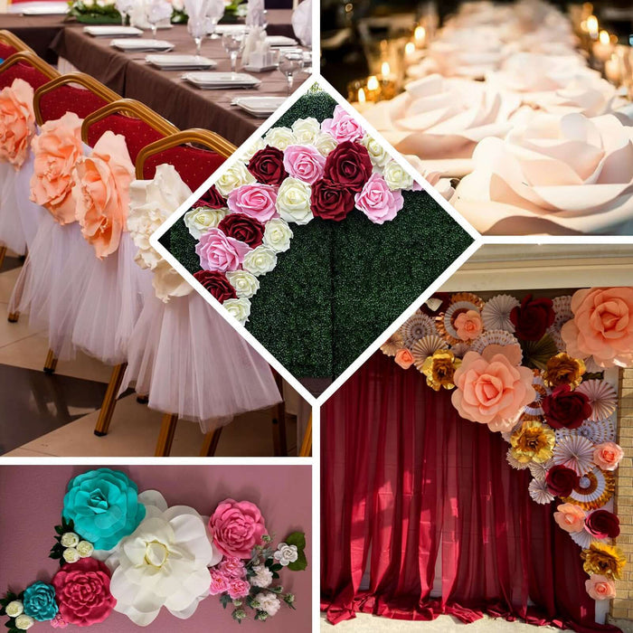8" white real touch artificial foam DIY craft roses, perfect for decor and crafts.