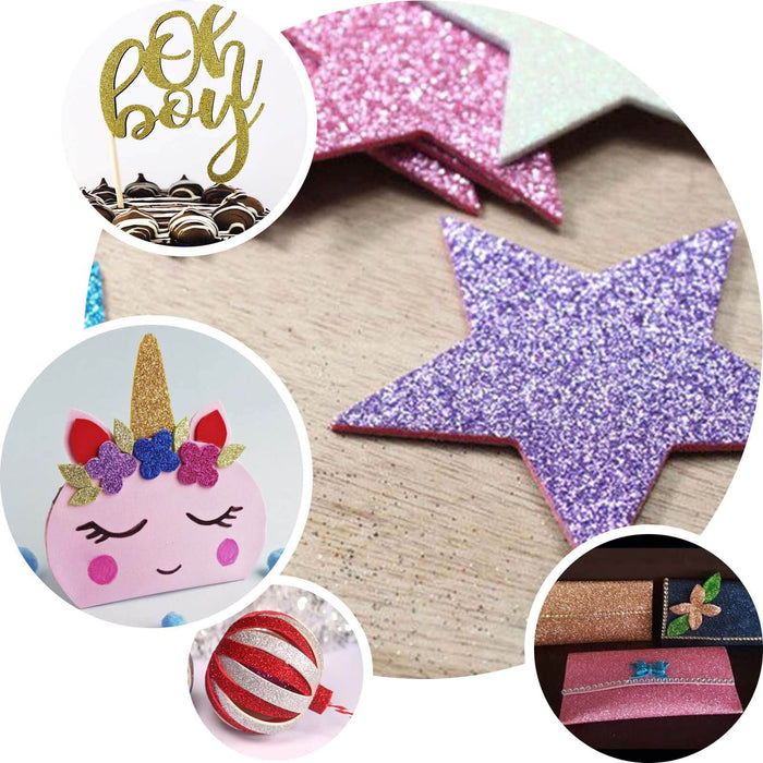 Burgundy self-adhesive glitter foam sheets for DIY crafts.