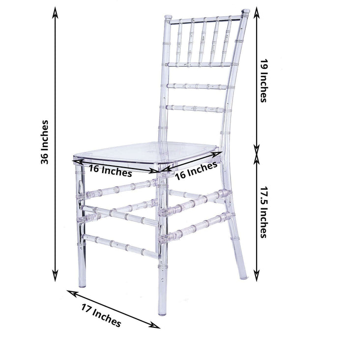 Clear Resin Transparent Chiavari Chair, Armless Stackable Chairs