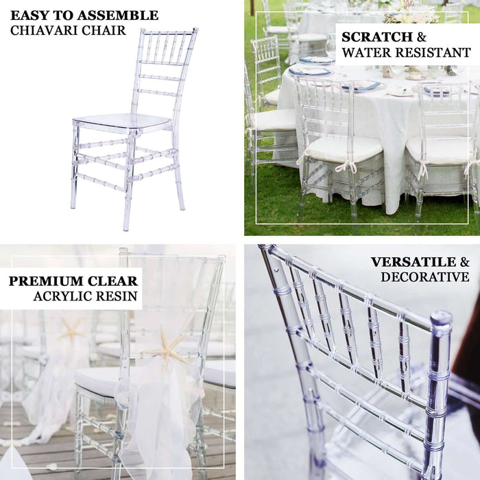 Clear Resin Transparent Chiavari Chair, Armless Stackable Chairs