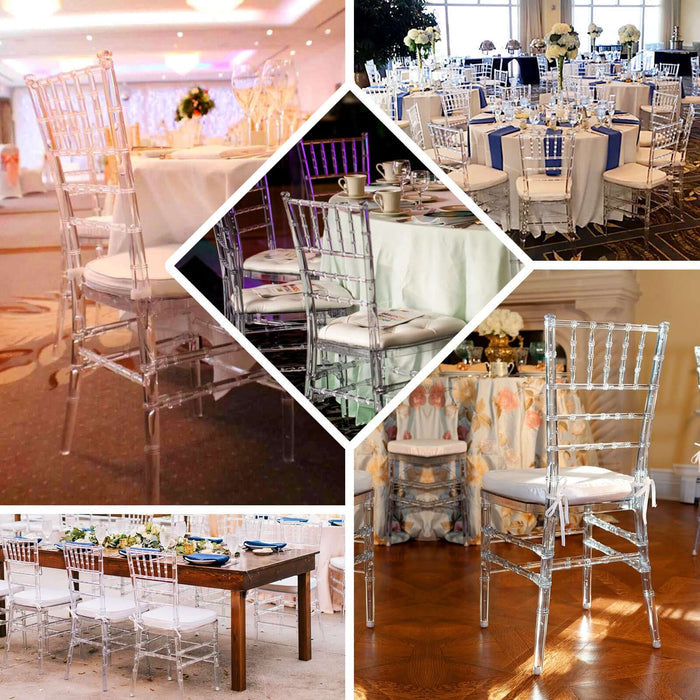 Clear Resin Transparent Chiavari Chair, Armless Stackable Chairs