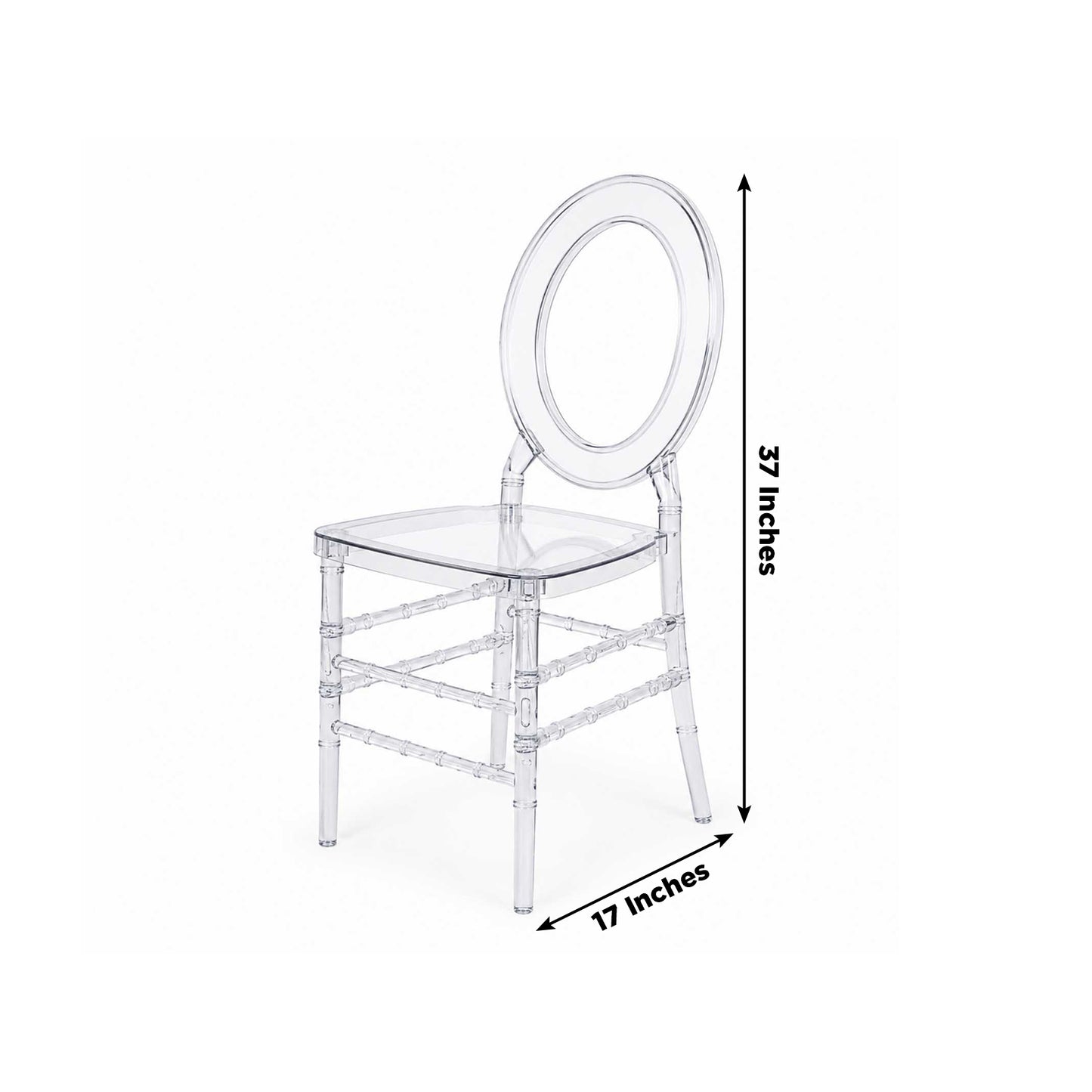 3-Pack Clear Acrylic Ghost Chiavari Chairs with Oval Open Back – Transparent Resin Stackable Armless