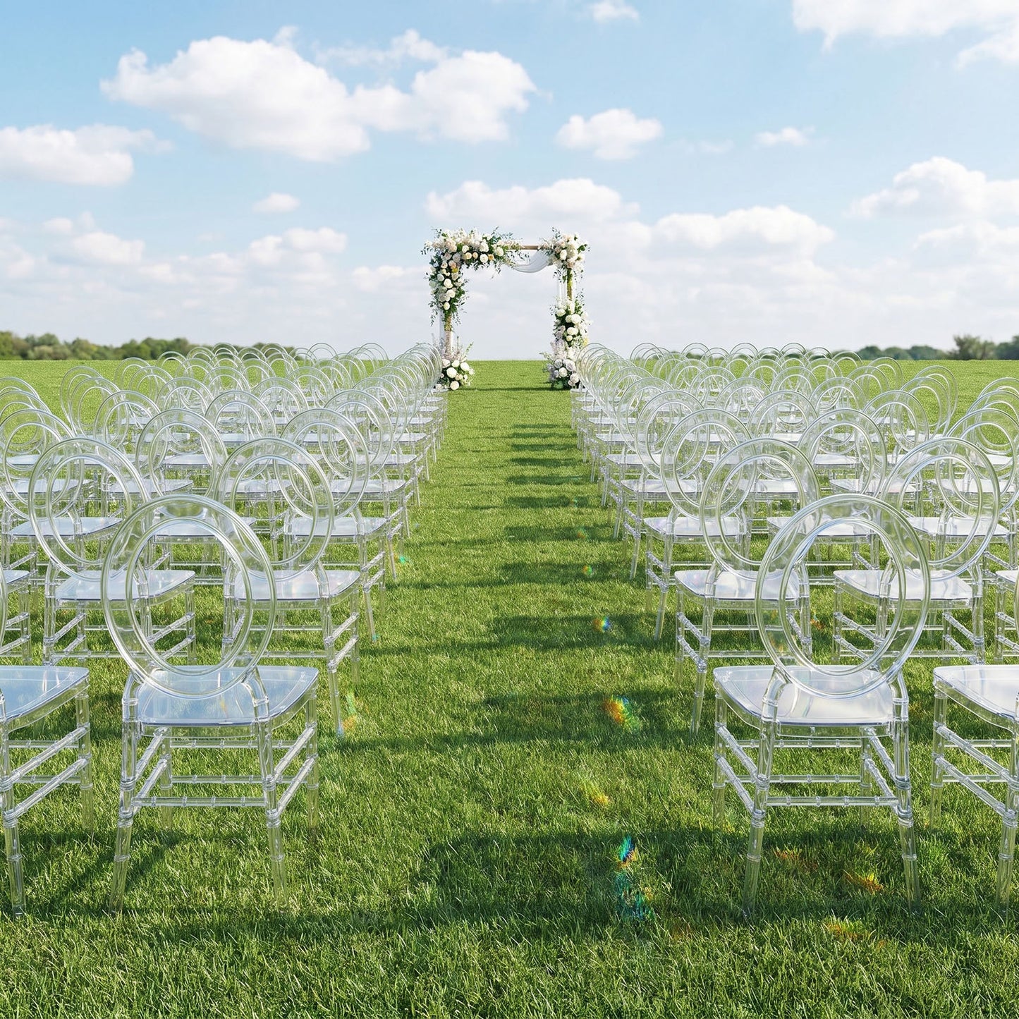 3-Pack Clear Acrylic Ghost Chiavari Chairs with Oval Open Back – Transparent Resin Stackable Armless