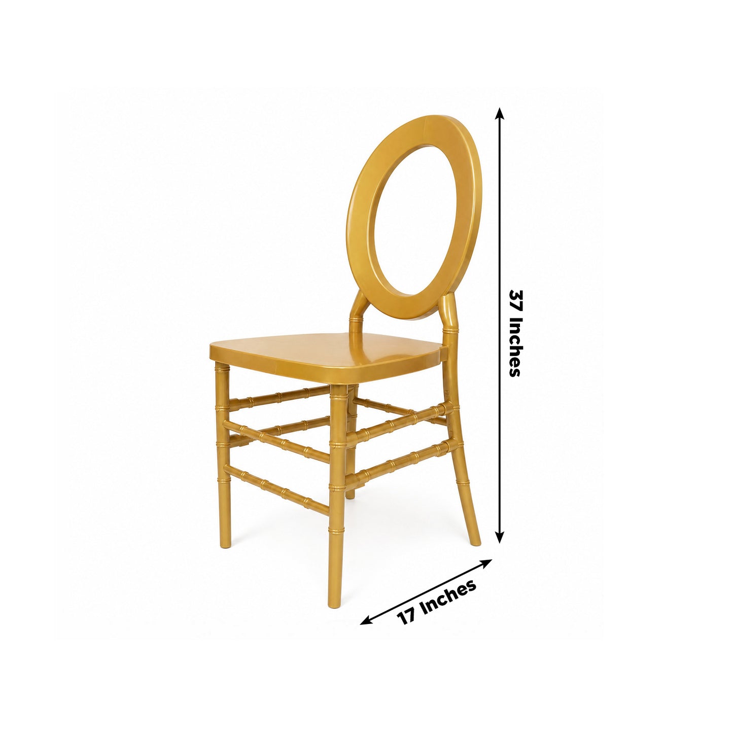 3-Pack Chiavari Chairs with Oval Open Back, Gold Resin – Stackable Armless Event Chairs