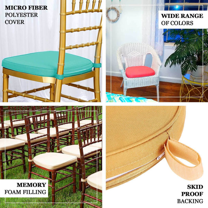 1.5" Thick Nude Chiavari Chair Pad, Memory Foam Seat Cushion With Ties and Removable Cover