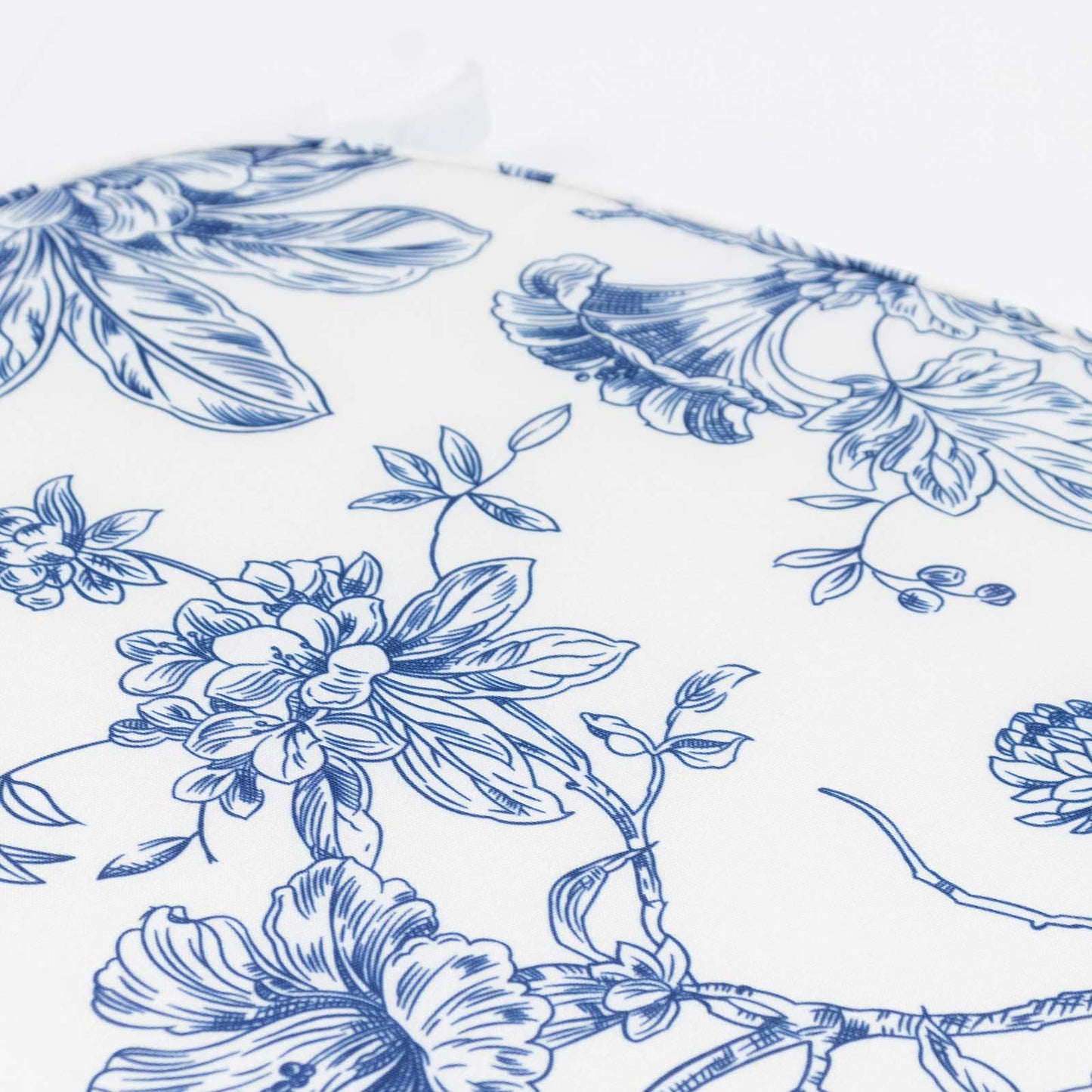 Chiavari Chair Pad White/Blue French Toile 1.5" Thick Memory Foam Seat Cushion with Ties, Removable 