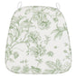 Chiavari Chair Pad White/Dusty Sage Green French Toile 1.5" Thick Memory Foam Seat Cushion with Ties