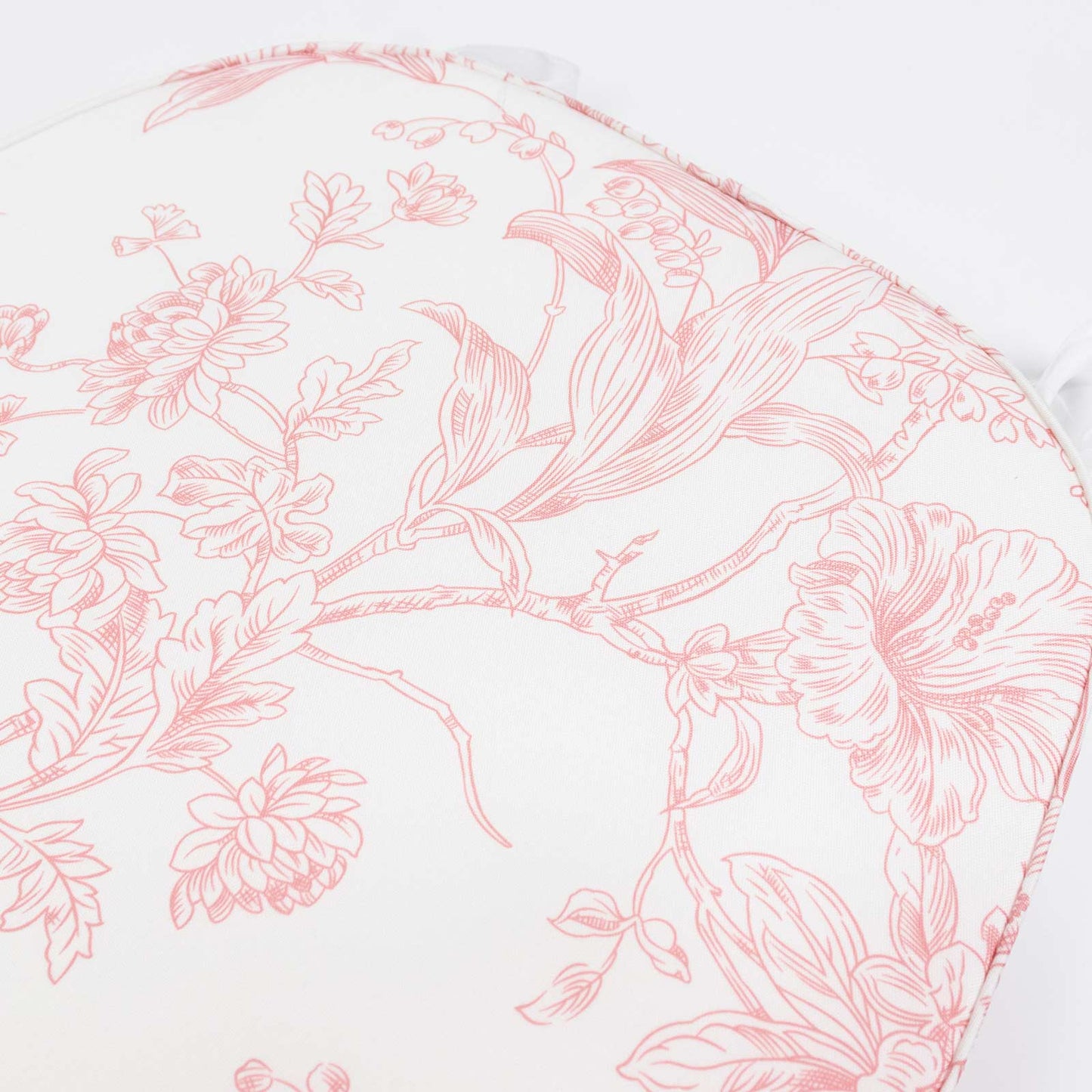 Chiavari Chair Pad White/Pink French Toile 1.5" Thick Memory Foam Seat Cushion with Ties, Removable 