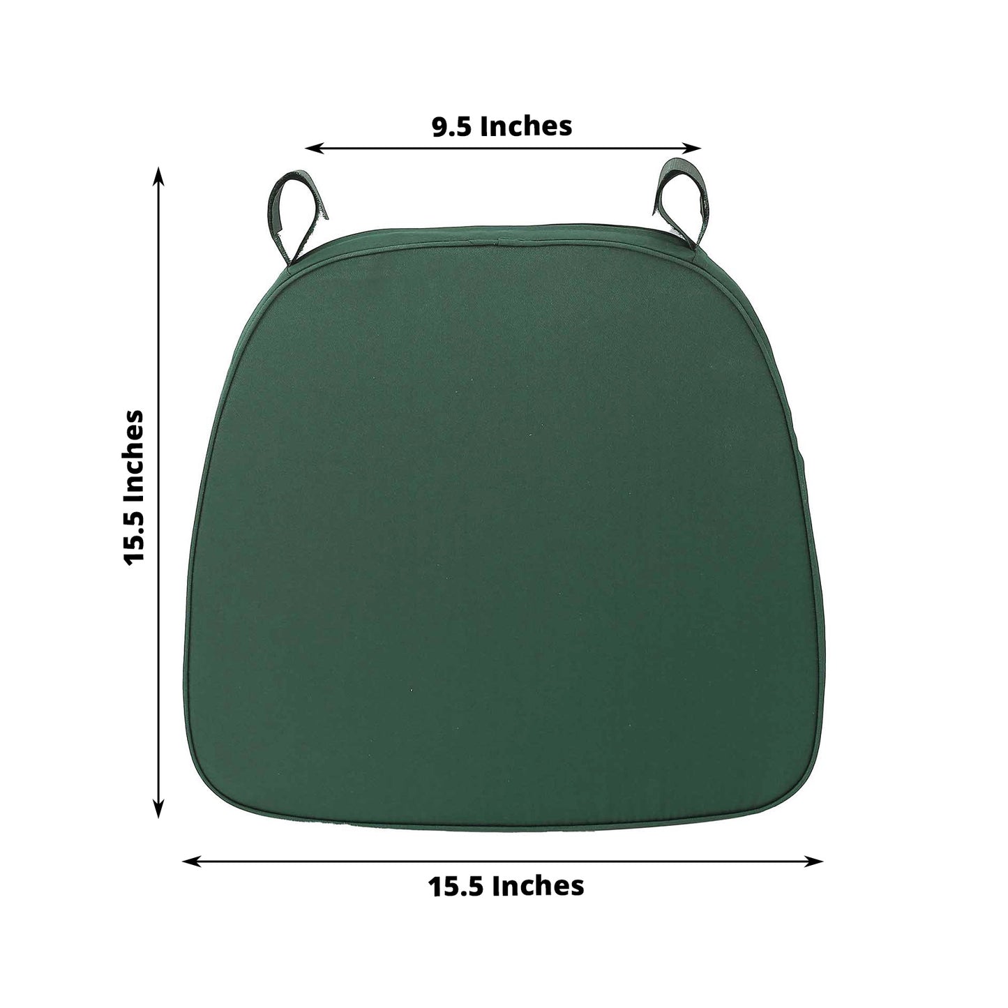 1.5" Thick Hunter Emerald Green Chiavari Chair Pad, Memory Foam Seat Cushion With Ties and Removable Cover