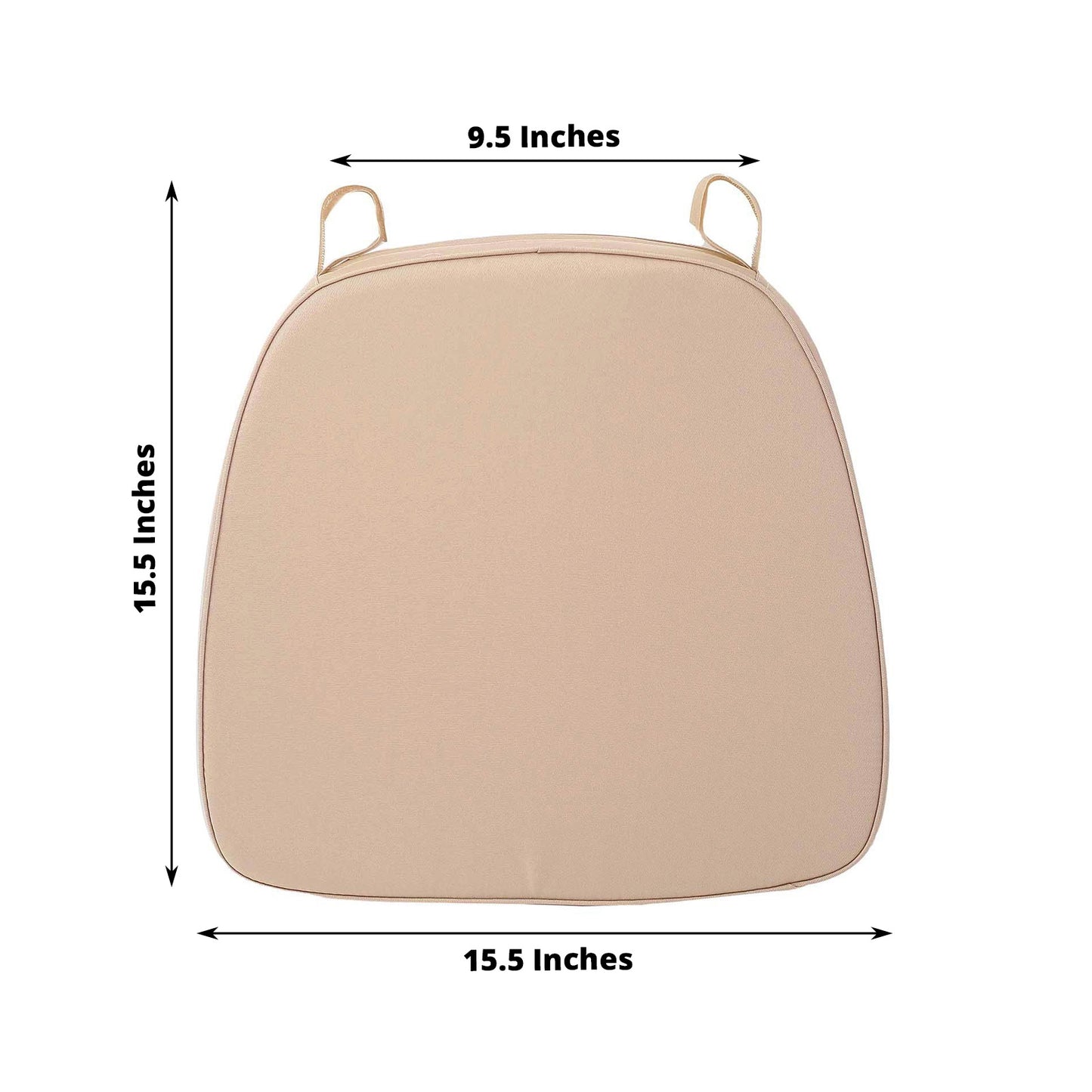 1.5" Thick Nude Chiavari Chair Pad, Memory Foam Seat Cushion With Ties and Removable Cover