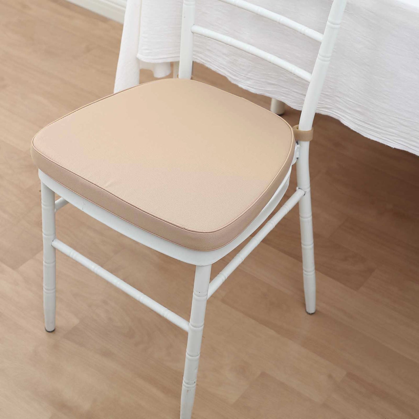 1.5" Thick Nude Chiavari Chair Pad, Memory Foam Seat Cushion With Ties and Removable Cover