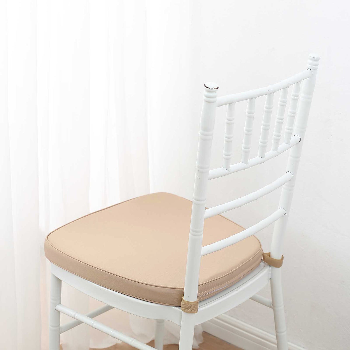 1.5" Thick Nude Chiavari Chair Pad, Memory Foam Seat Cushion With Ties and Removable Cover