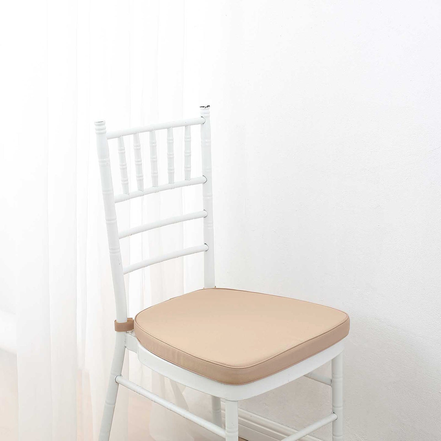 1.5" Thick Nude Chiavari Chair Pad, Memory Foam Seat Cushion With Ties and Removable Cover