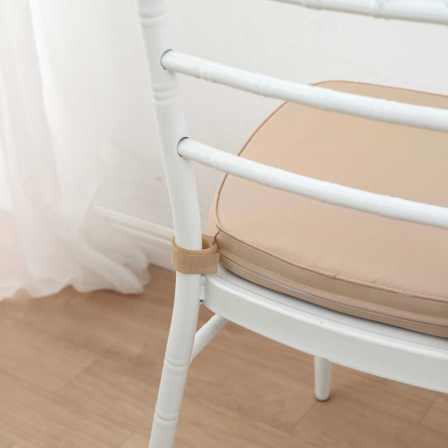 1.5" Thick Nude Chiavari Chair Pad, Memory Foam Seat Cushion With Ties and Removable Cover