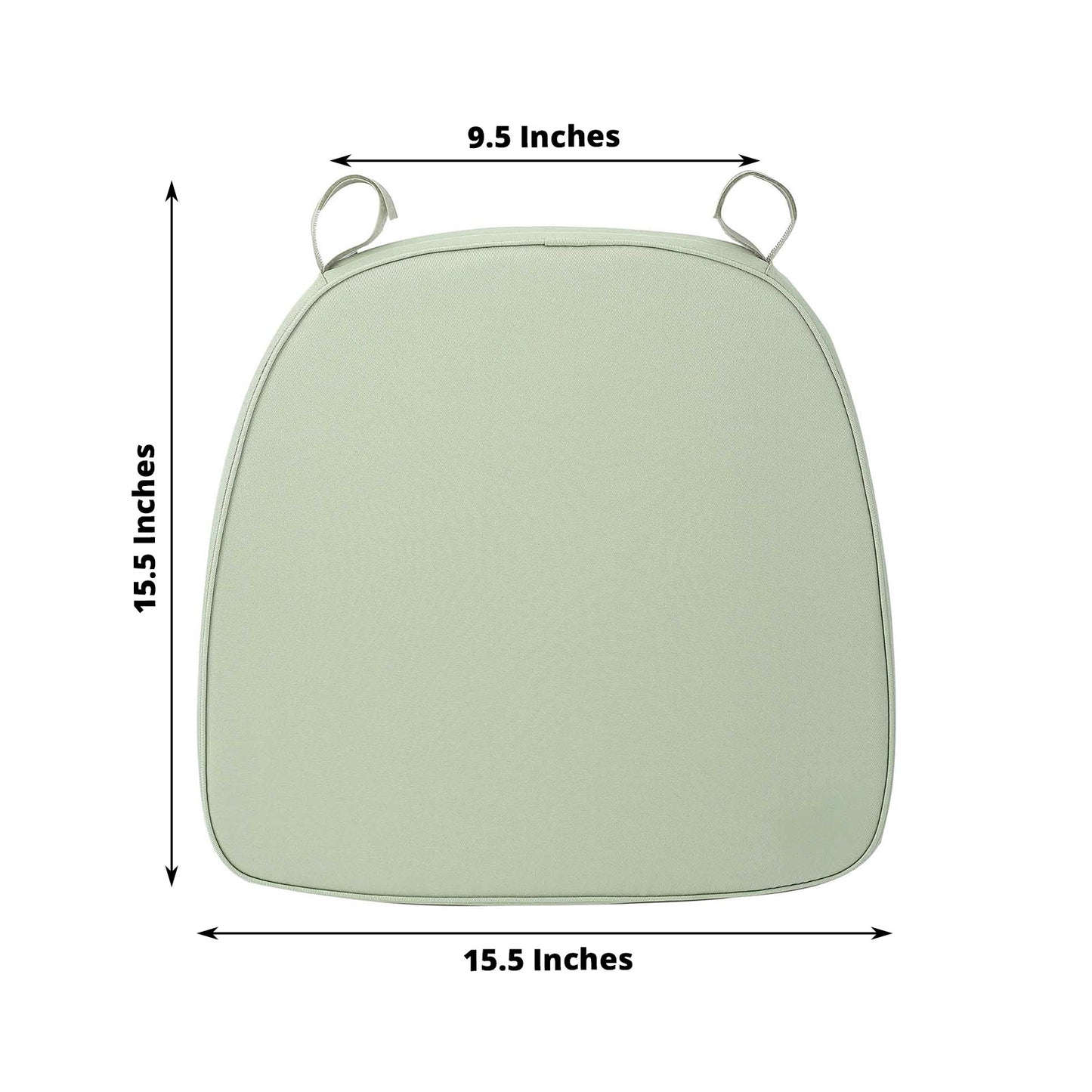 1.5" Thick Sage Green Chiavari Chair Pad, Memory Foam Seat Cushion With Ties and Removable Cover