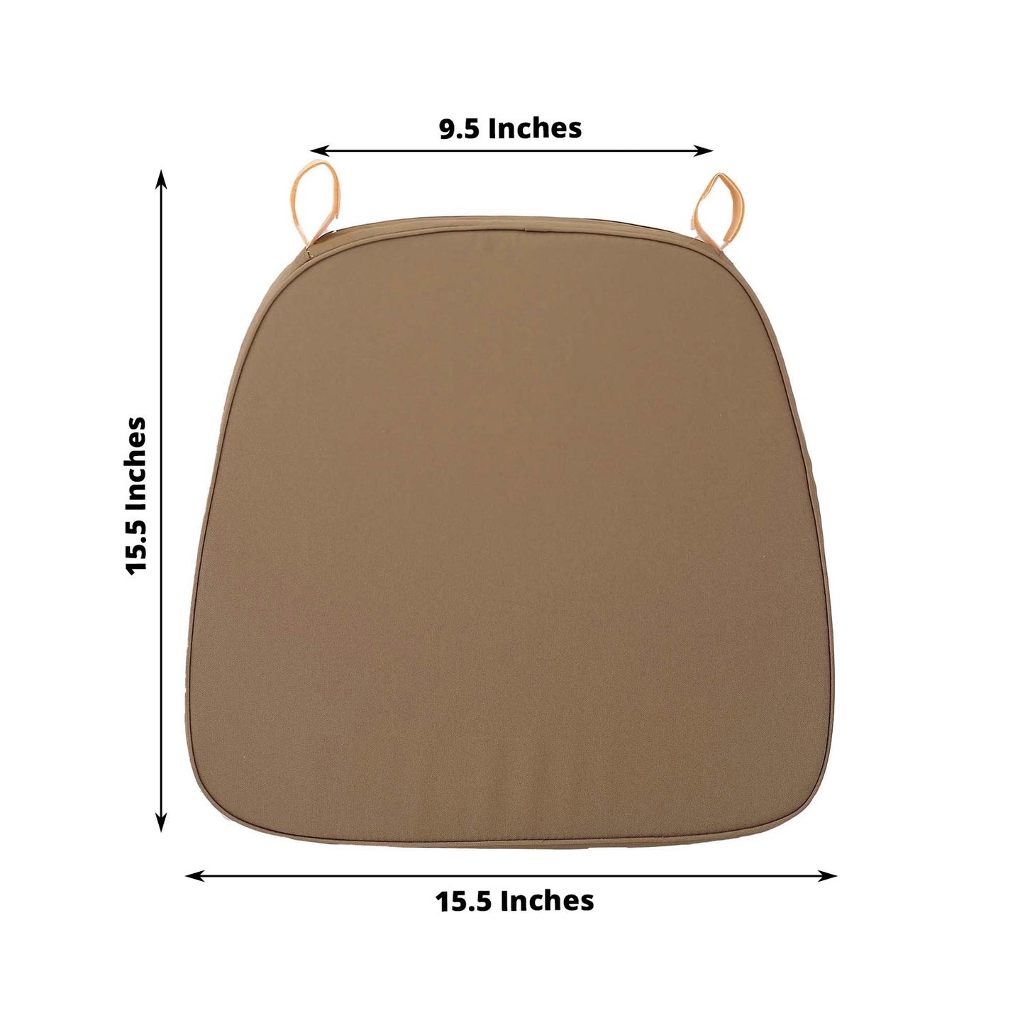 1.5" Thick Taupe Chiavari Chair Pad, Memory Foam Seat Cushion With Ties and Removable Cover