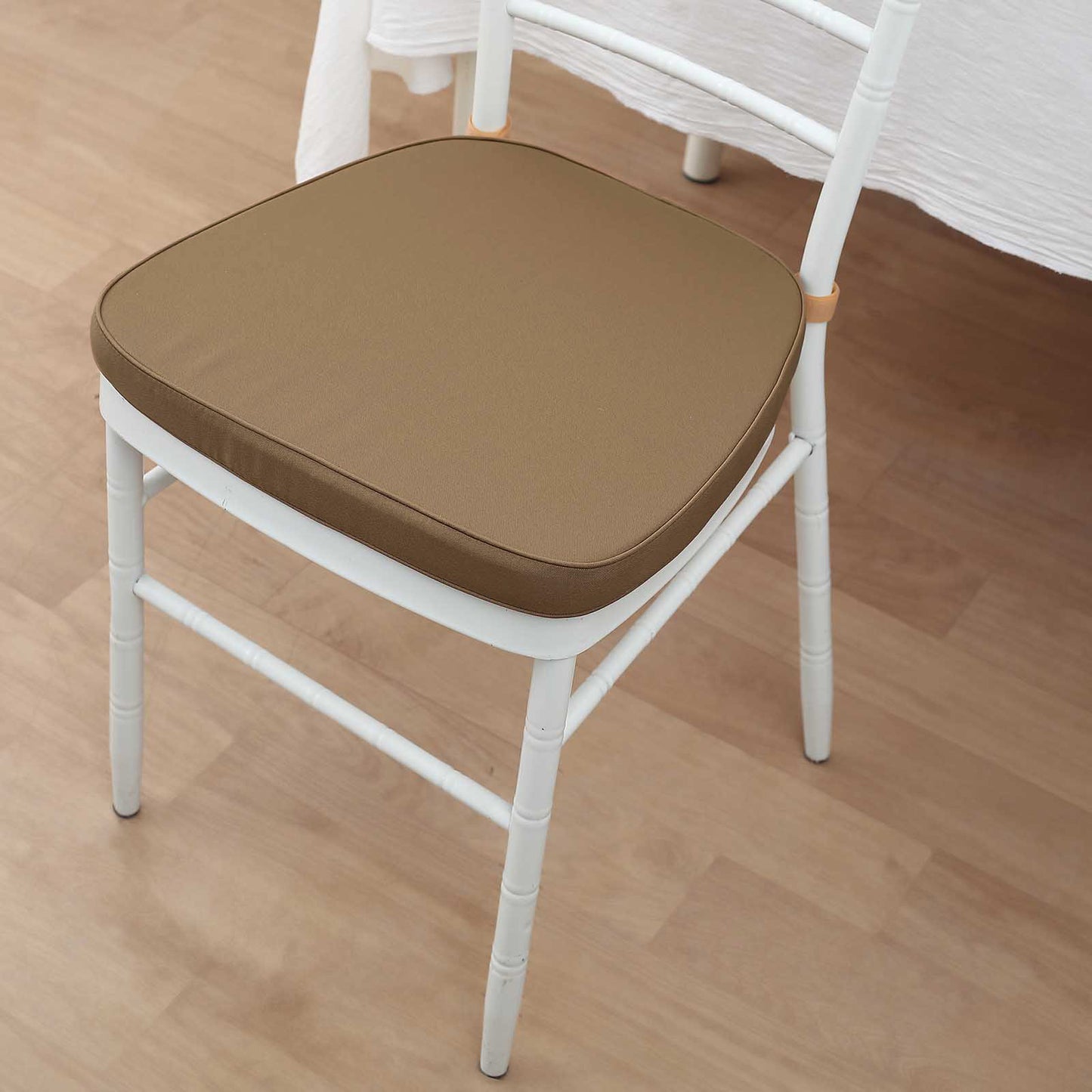 1.5" Thick Taupe Chiavari Chair Pad, Memory Foam Seat Cushion With Ties and Removable Cover