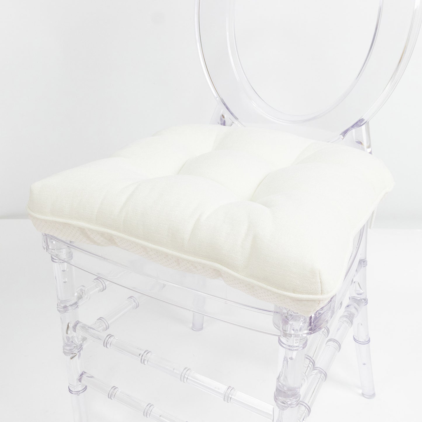 10 Pack Tufted Dining Chair Cushions with Ties, 4" Thick White Polyester Non-Slip Seat Pads with Pol