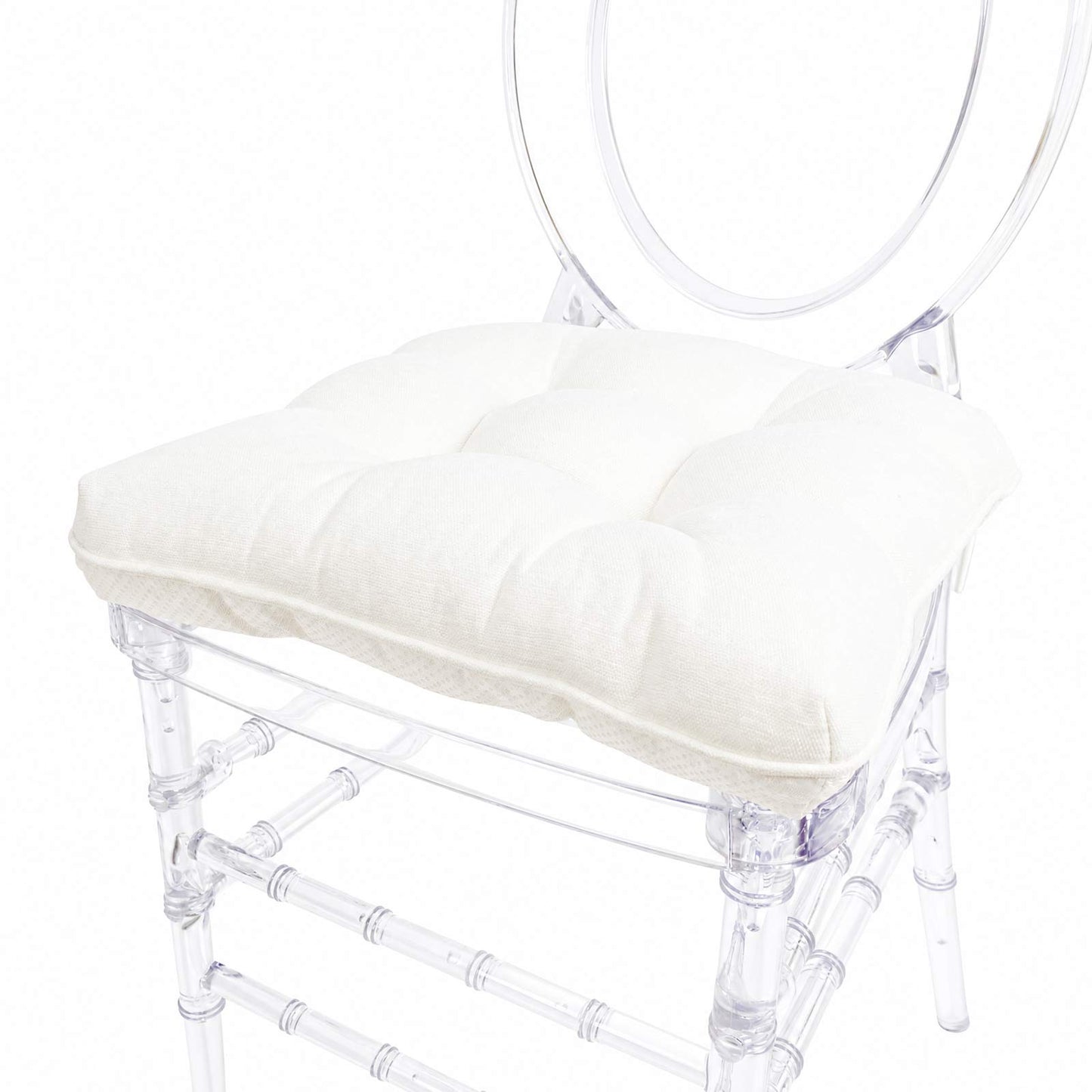10 Pack Tufted Dining Chair Cushions with Ties, 4" Thick White Polyester Non-Slip Seat Pads with Pol
