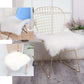 20" Soft White Faux Sheepskin Fur Square Seat Cushion Cover, Small Shag Area Rug