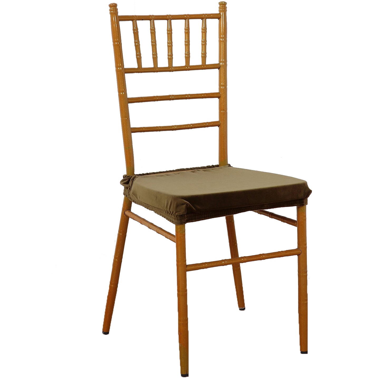 Stretch Olive Green Dining Chair Seat Cover, Velvet Chair Cushion Protector With Tie