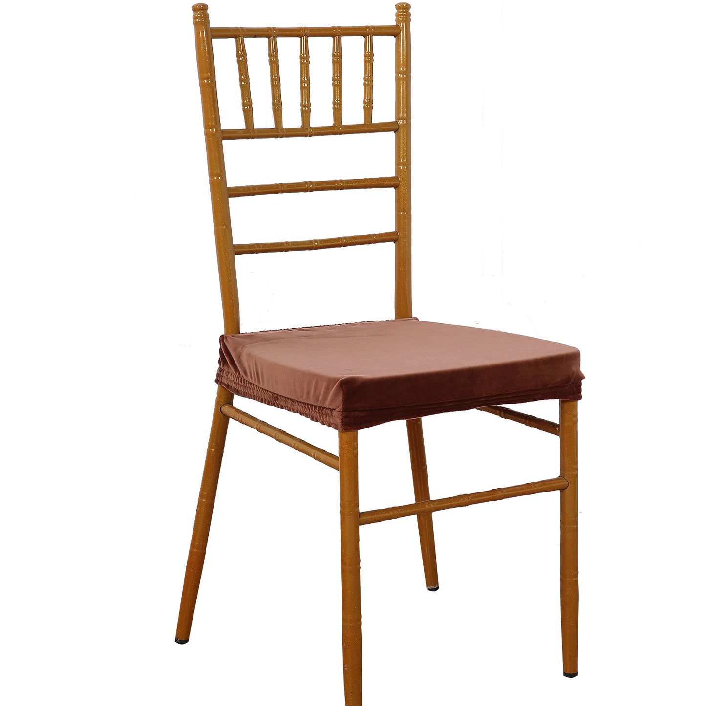 Stretch Copper Dining Chair Seat Cover, Velvet Chair Cushion Protector With Tie