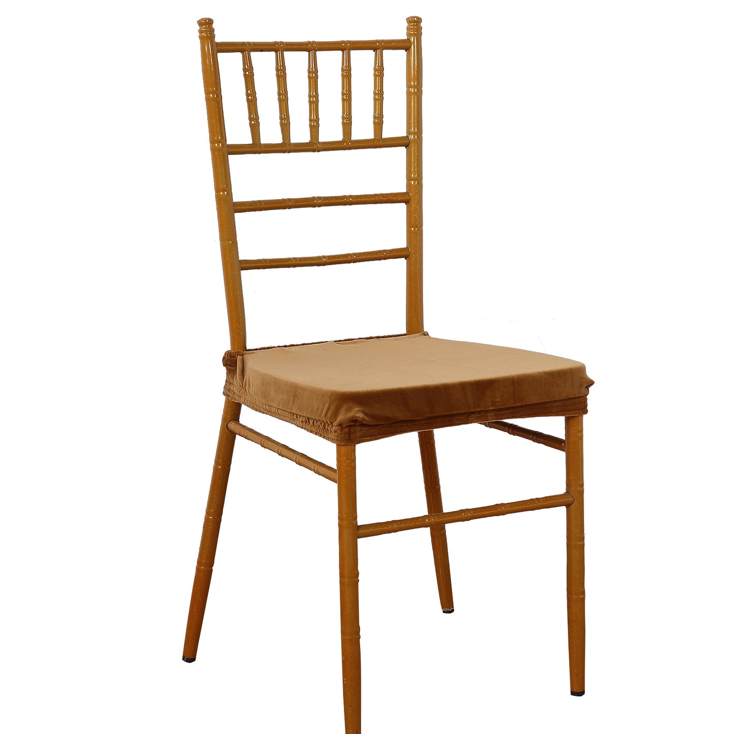 Stretch Gold Dining Chair Seat Cover, Velvet Chair Cushion Protector With Tie